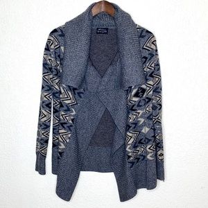 TORN / RONNY KOBO 100% Wool Gray Draped Cardigan Sweater Southwestern Size S